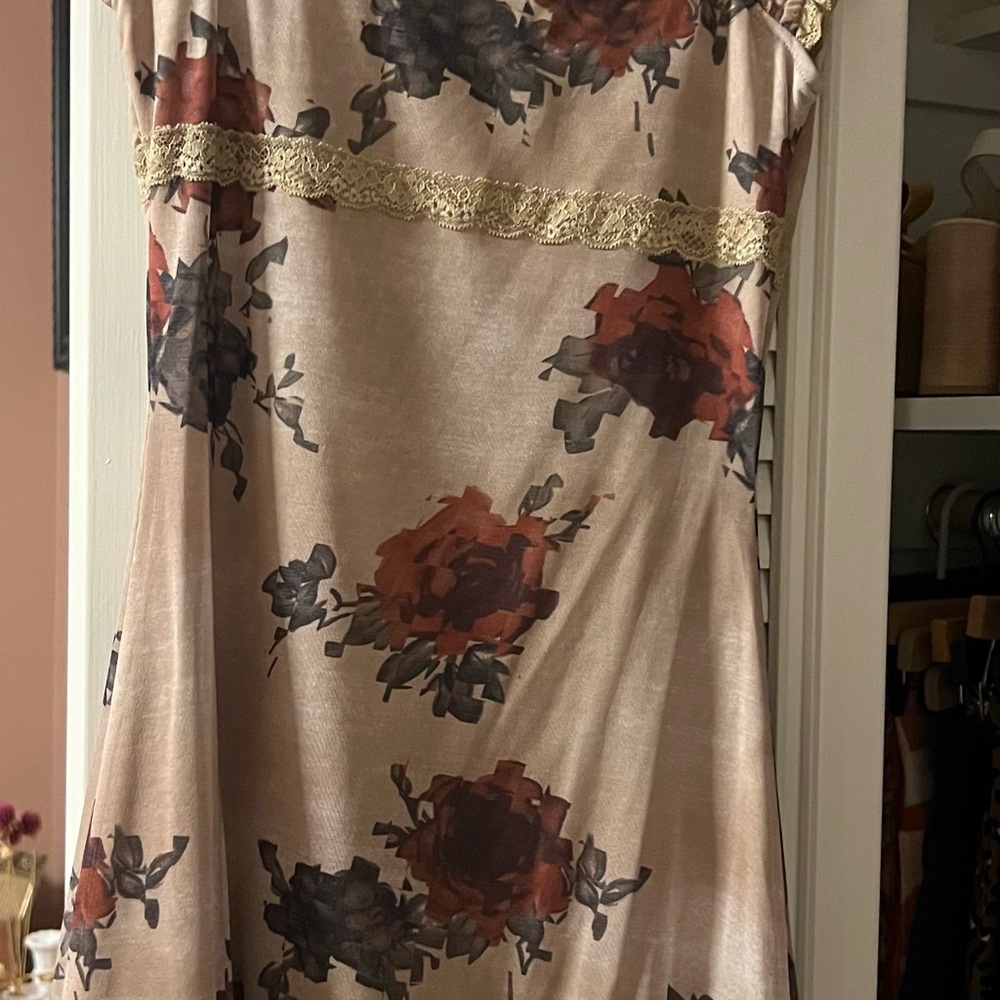 Floral Lace Trim Dress